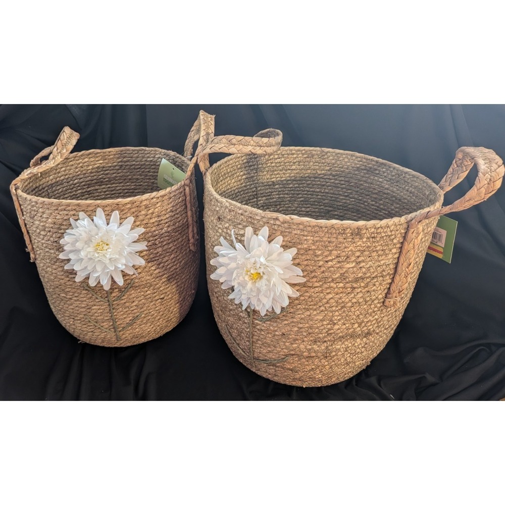 SET OF 2 LARGE NESTING WOVEN BASKETS - NEW